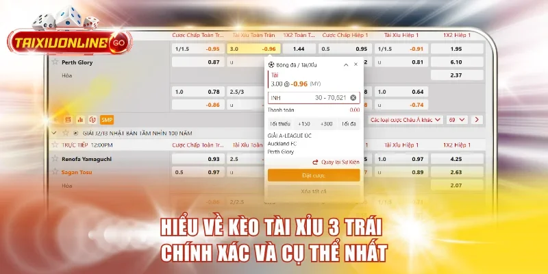 Hiểu về kèo Tài Xỉu 3 trái chính xác và cụ thể nhất